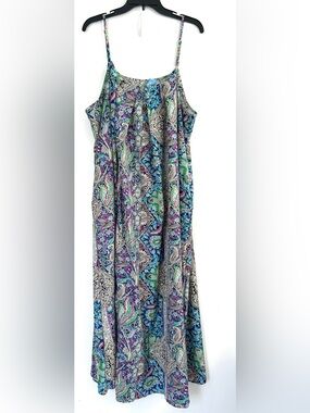 SHEIN Blue Green Purple Paisley Maxi Dress